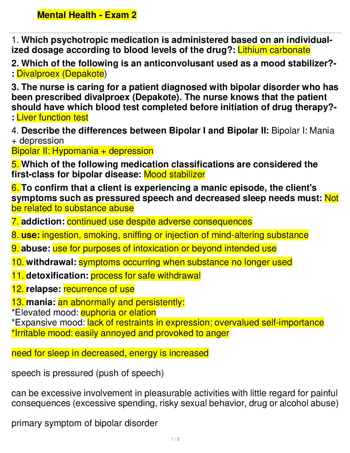 Preview image for Mental Health - Exam 2